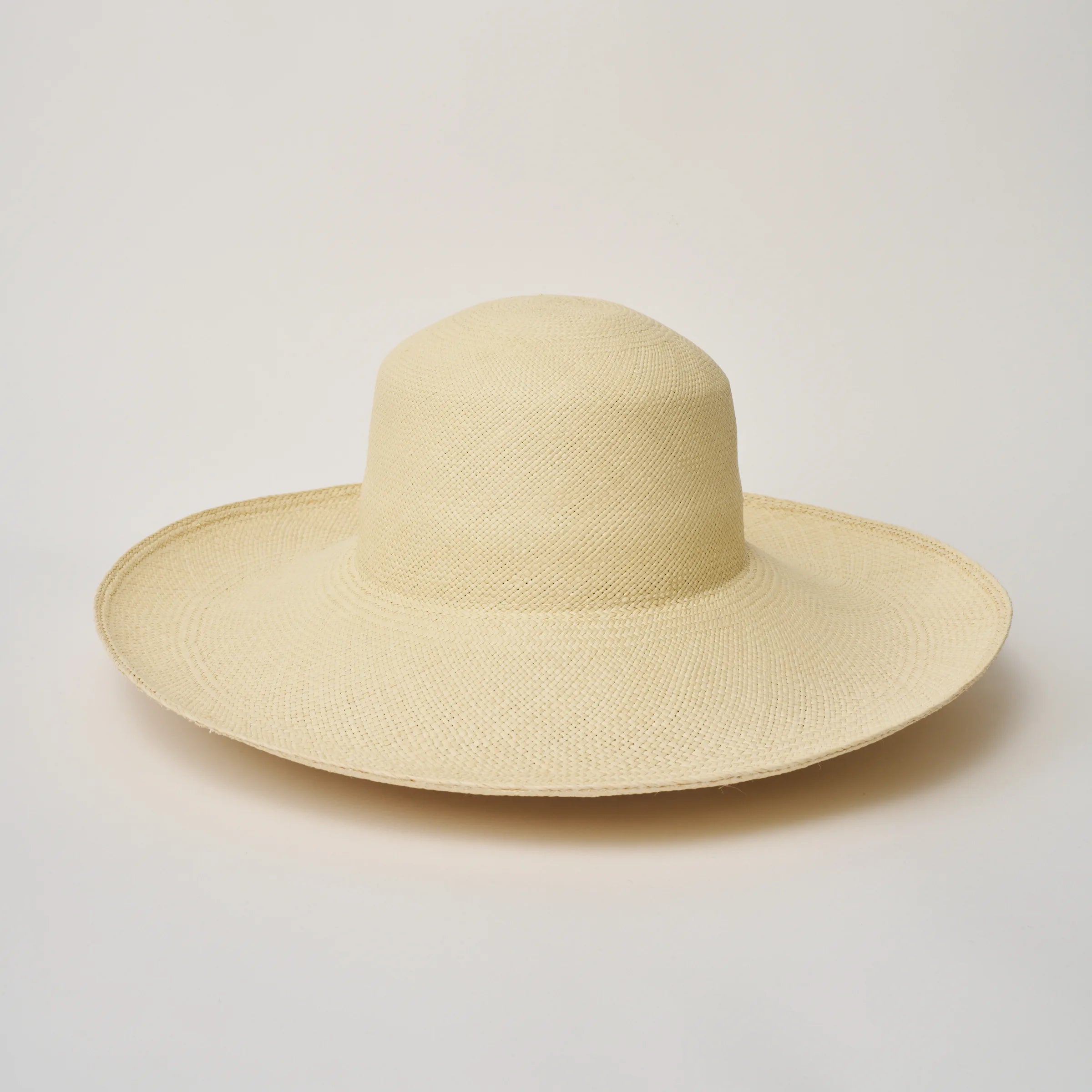 Studio image of the Alba Natural coloured Panama Hat shown from the front.